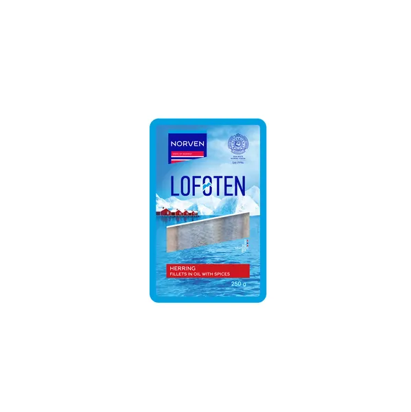 Silkės filė NORVEN, aliejuje, su prieskoniais, 250 gr