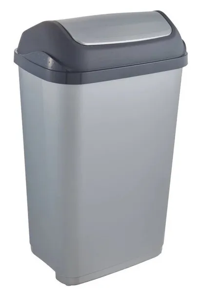 Šiukšliadėžė, su varstomu dangčiu, pilka, plastikas, 50 l, 29 x 29 cm, H 61,5cm, vnt