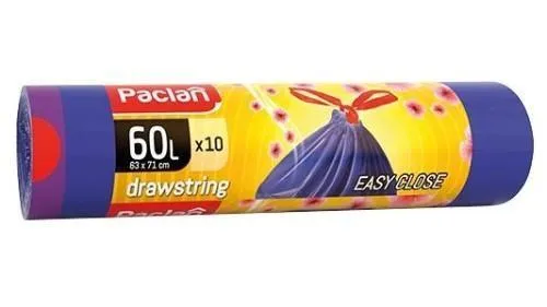 Šiukšlių maišai PACLAN aromatizuoti, užrišami, 60 l, 15 mk, 10 vnt.