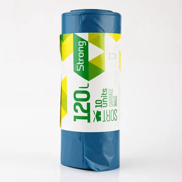 Šiukšlių maišai SORTEX, 120 l, 35 mk,  70x100 cm, mėlyni, 10 vnt.