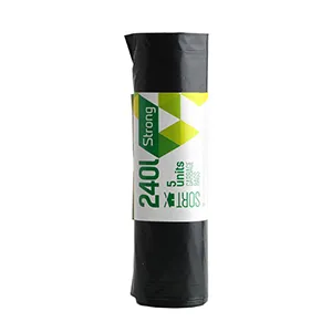 Šiukšlių maišai SORTEX, 240 l, 50 mk, juodi, 5 vnt