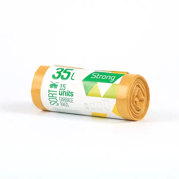 Šiukšlių maišai SORTEX, 35 l, 30 mk, 50 x 60 cm, geltoni, 15 vnt.