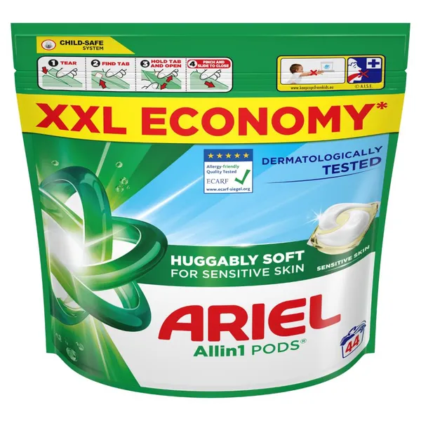 Skalbimo kapsulės ARIEL Sensitive, 44 skalb.