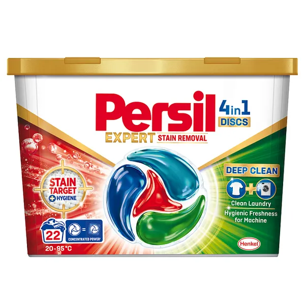 Skalbimo kapsulės PERSIL DISCS Stain Removal, 22 skalbimai, 400 g