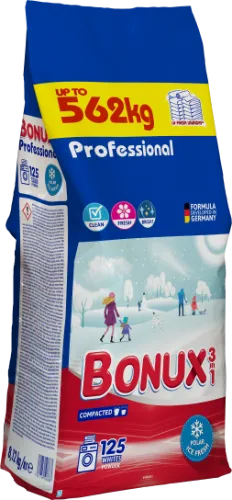 Skalbimo milteliai BONUX profesionalūs, Ice Fresh, 8.12Kg /125sk.