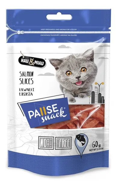 Skanėstai katėms, Hau&Miau, Lašišos gabalėliai 60g