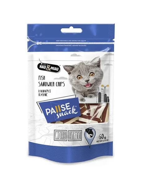Skanėstai katėms, Hau&Miau, Žuvies sumuštiniai 60g