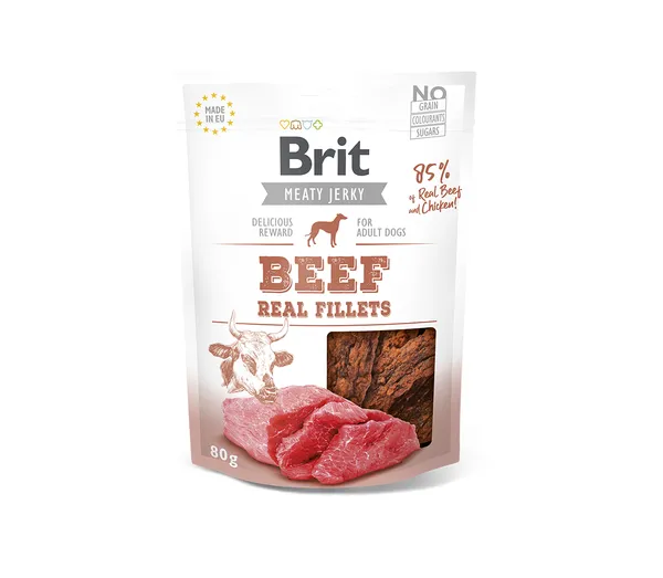 Skanėstas šunims BRIT CARE Jerky, Beef Real Fillets, 80 g