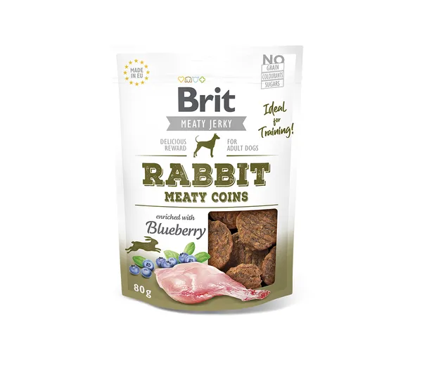Skanėstas šunims BRIT CARE Jerky, Rabbit Meaty Coins, 80 g