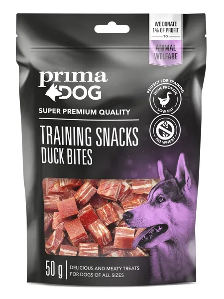 Skanukas šunims PrimaDog, antienos kąsneliai, treniravimui 50 g