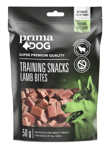 Skanukas šunims PrimaDog erienos kąsneliai, treniravimui, 50 g