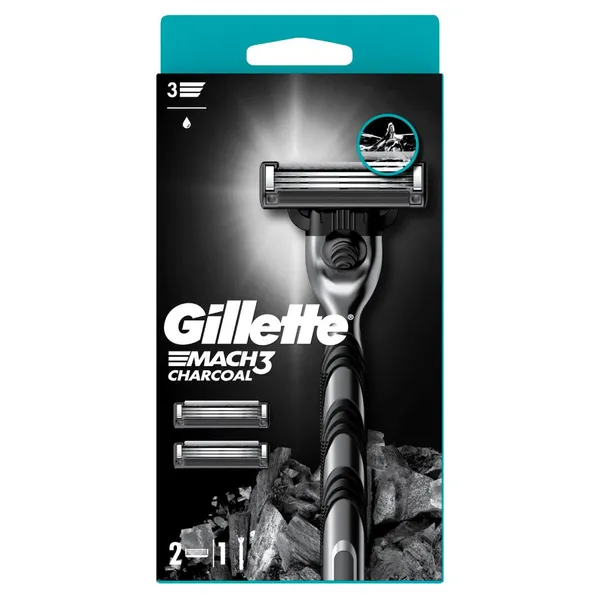 Skustuvas GILLETTE MACH3 Charcoal, +2 galvutės
