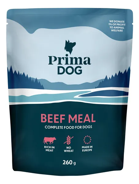 Šlapias šunų ėdalas PRIMADOG, su jautiena, 260 g
