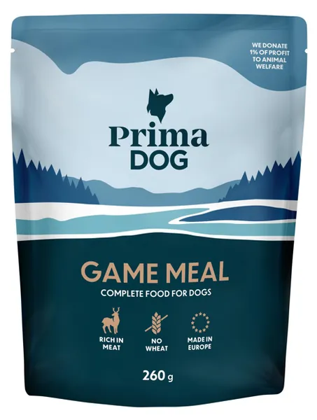 Šlapias šunų ėdalas PRIMADOG, su žvėriena, 260 g