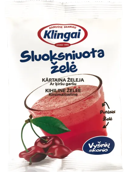 Sluoksniuota želė KLINGAI, vyšnių skonio, 80 g