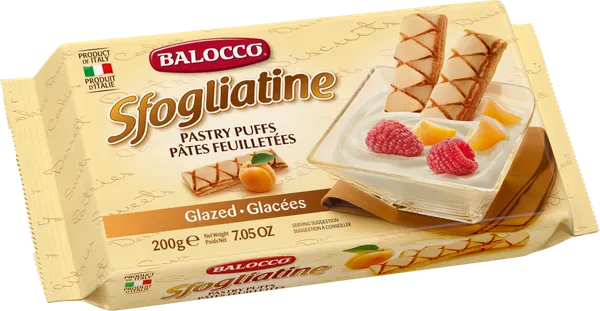 Sluoksniuotos tešlos sausainiai, glazūruoti BALOCCO, Sfogliatine Glassate, 200 g