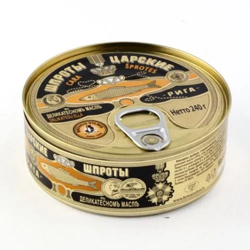 Šprotai, aliejuje su prieskoniais, 240 g EO