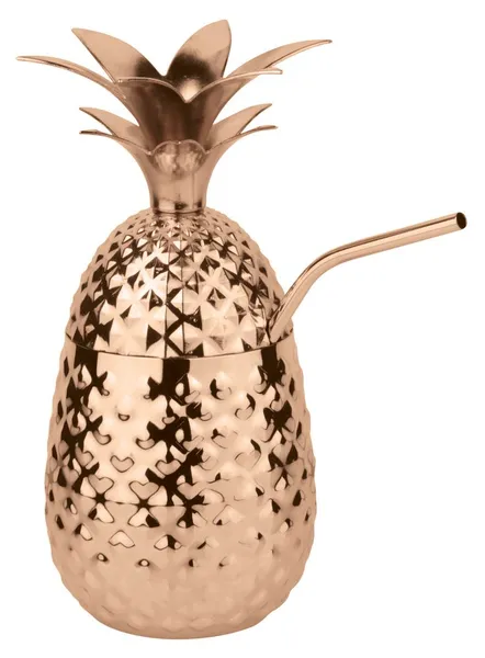 Stiklinė Pineapple Copper, su šiaudeliu, nerūdijantis plienas, 500 ml, D 9,5 cm, H 20,5 cm, vnt