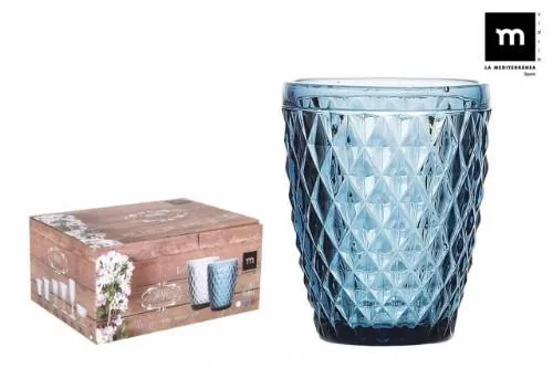 Stiklinė SIDARI, stiklas, melsva, 270 ml, D 8 cm, H 10 cm, 6 vnt.
