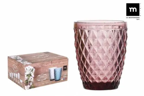 Stiklinė SIDARI, stiklas, rausva, 270 ml, D 8 cm, H 10 cm, 6 vnt.