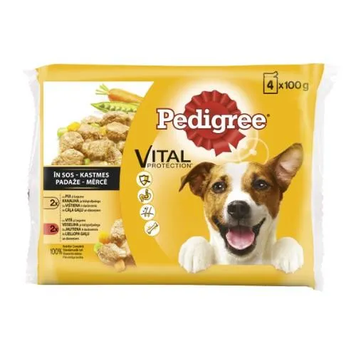 Šunų ėdalo rinkinys PEDIGREE ADULT, maišeliuose, 4 x 100 g