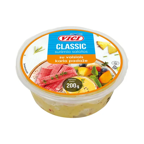 Surimio gabaliukai su vaisiais kario padaže (su cukrumi ir saldikliu) 200g
