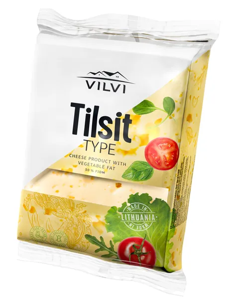 Sūrio produktas Tilsit VILVI, su augaliniais riebalaias, fasuotas, 50%, RSM, 240 g