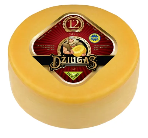Sūris DŽIUGAS Mild, 12 mėn., 40% RSM, sveriamas (skeltas), ~2,1 kg