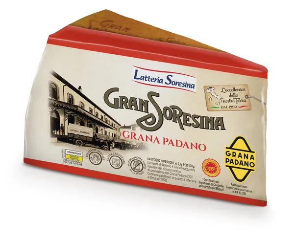 Suris Grana Padano LATTERIA SORESSINA, brandintas 12mėn, PDO, 900g
