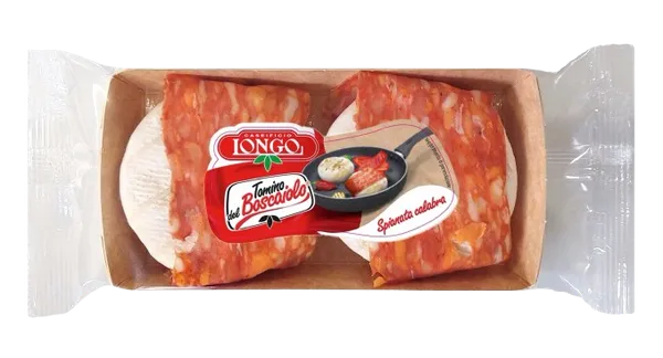 Sūris kepimui Tomino Boscaiolo CASEFICIO LONGO, su Kalabrijos Spianata dešra, 2 vnt, PDO, 195 g