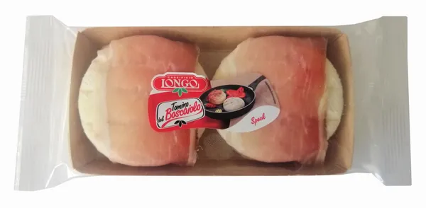 Sūris kepimui Tomino Boscaiolo CASEFICIO LONGO, su rūkytu kumpiu, PDO, 2 vnt. 195 g