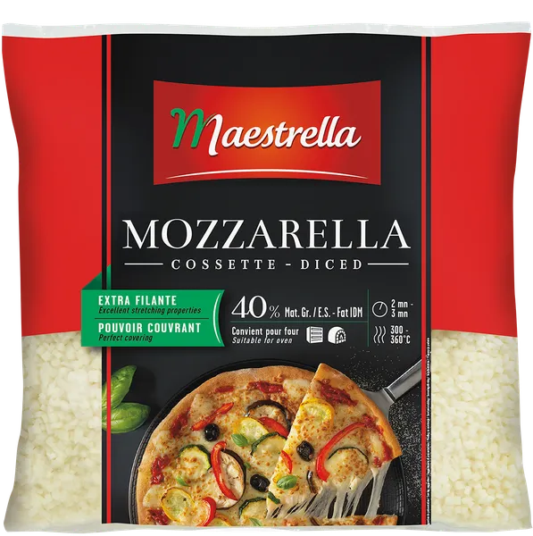 Sūris Mozzarella MAESTRELLA, kubeliais, Cosset 40%, 2,5 kg