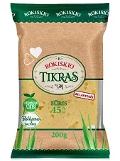 Sūris ROKIŠKIO TIKRAS 45%, be laktozės, 200g,