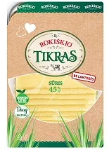 Sūris ROKIŠKIO TIKRAS, 45%, riekutėmis, be laktozės, 150g,