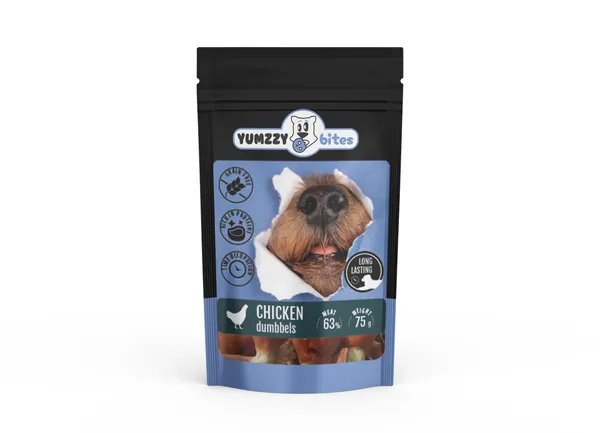 Suņu gardums svaru formā YUMZZY BITES ar vistu, 75g