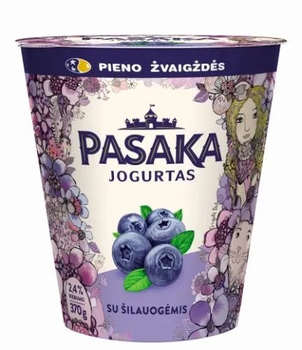 Švelnus jogurtas PASAKA, su šilauogėmis, 2,5%, 370 g