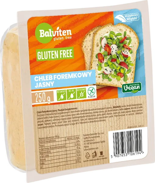 Šviesi duona BALVITEN GLUTEN FREE, 250 g