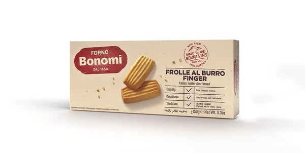 Sviestiniai trapios tešlos sausainiai FORNO BONOMI, Finger, 150 g