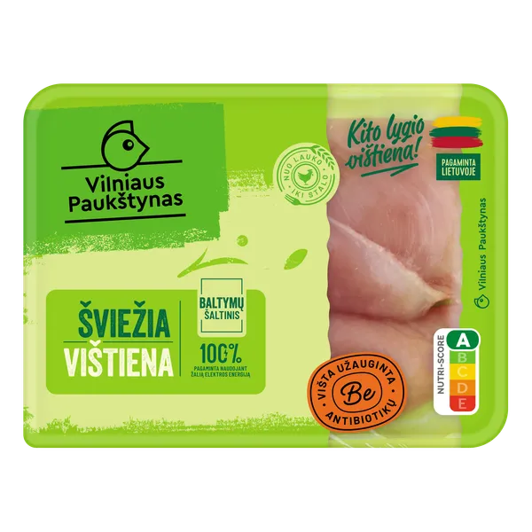 Švieži viščiukų broilerių filė kepsniams, VILNIAUS PAUKŠTYNAS užauginta be antibiotikų, 400 g