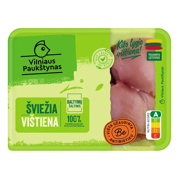 Šviežia viščiukų broilerių šlaunelių mėsa VILNIAUS PAUKŠTYNAS, 500 g