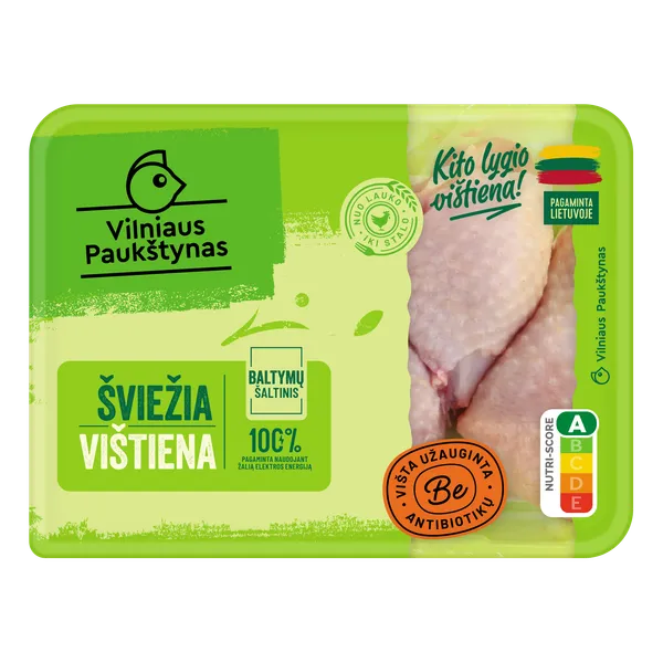 Šviežios viščiukų broilerių šlaunelės be antibiotikų VILNIAUS PAUKŠTYNAS, 500 g