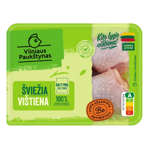 Šviežios viščiukų broilerių blauzdelės be sąnario, be antibiotikų, VILNIAUS PAUKŠTYNAS, 500 g