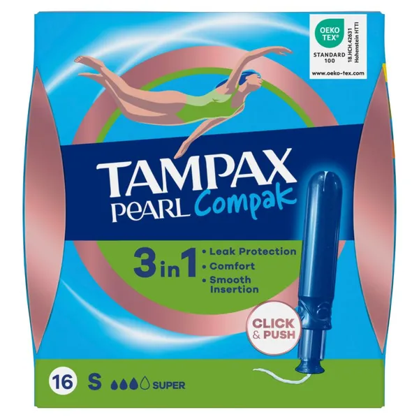 Tamponai TAMPAX Compak Pearl, Super, 16 vnt.
