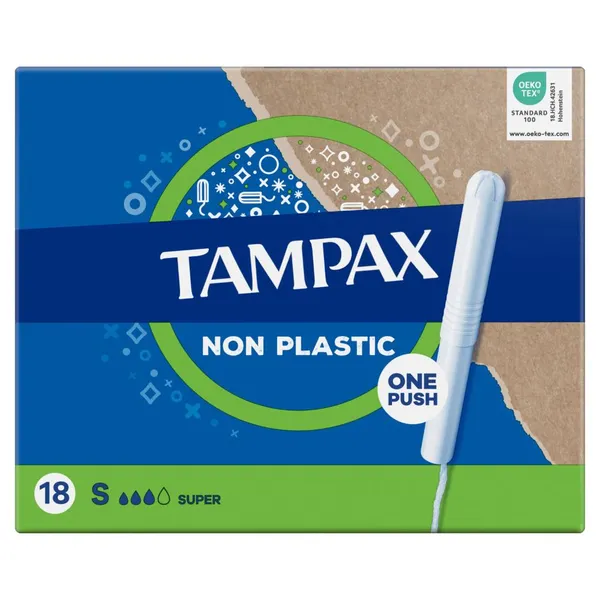 Tamponai TAMPAX Plastic Free, Super, 18 vnt.