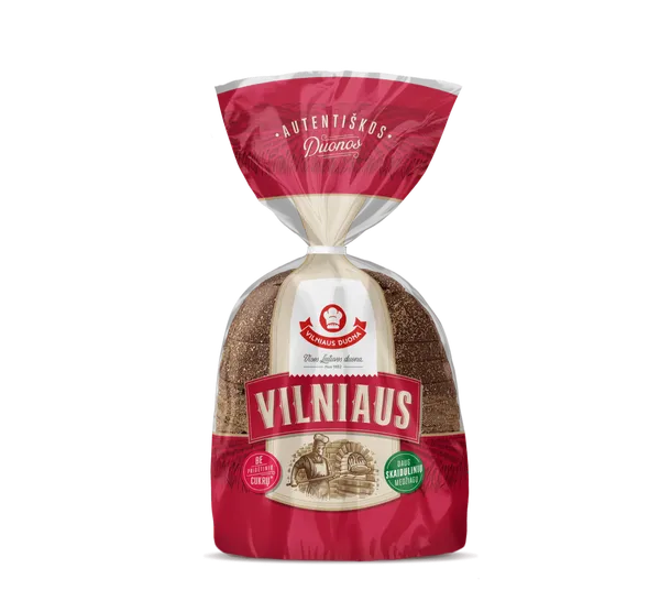Tamsi duona VILNIAUS, raikyta,  be pridėtinio cukraus, 430g