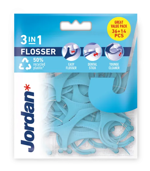 Starpzobu diegs JORDAN 3in1, Flosser, 50gab