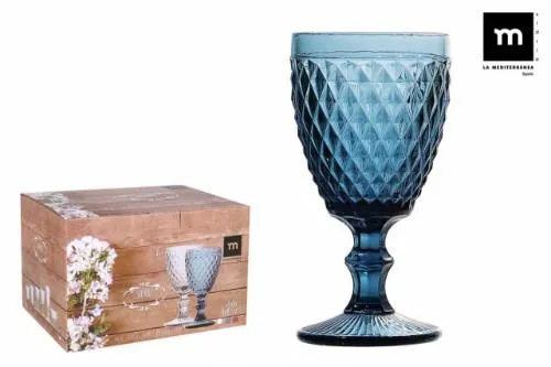 Taurė SIDARI, melsva, stiklas, 350 ml,  D 8,8 cm, H 17 cm, 6 vnt.