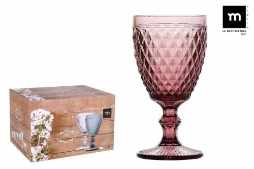 Taurė SIDARI, rausva, stiklas, 350 ml, D 8,8 cm, H 17 cm, 6 vnt.