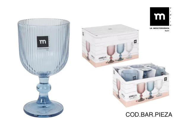 Taurė Sonella, mėlyna, 360 ml, D 9 cm, H 16,5 cm, 6 vnt