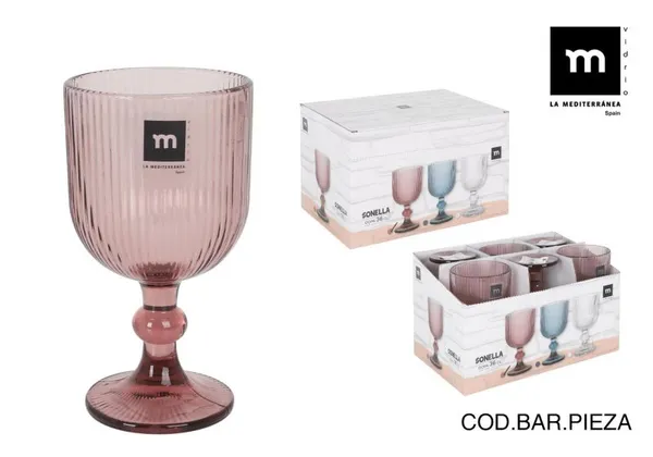 Taurė Sonella, rožinė, 360 ml, D 9 cm, H 16,5 cm, 6 vnt